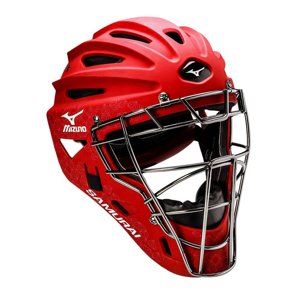 Mizuno Women's Samurai Fastpitch Softball Catcher’s Helmet - G4 Red (380253-ZVK)